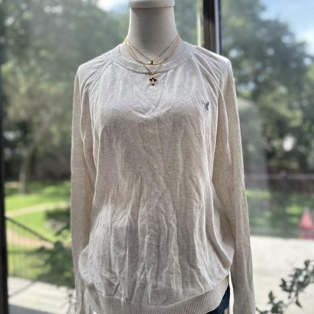 American Eagle Cream Cotton Knit Sweater XL